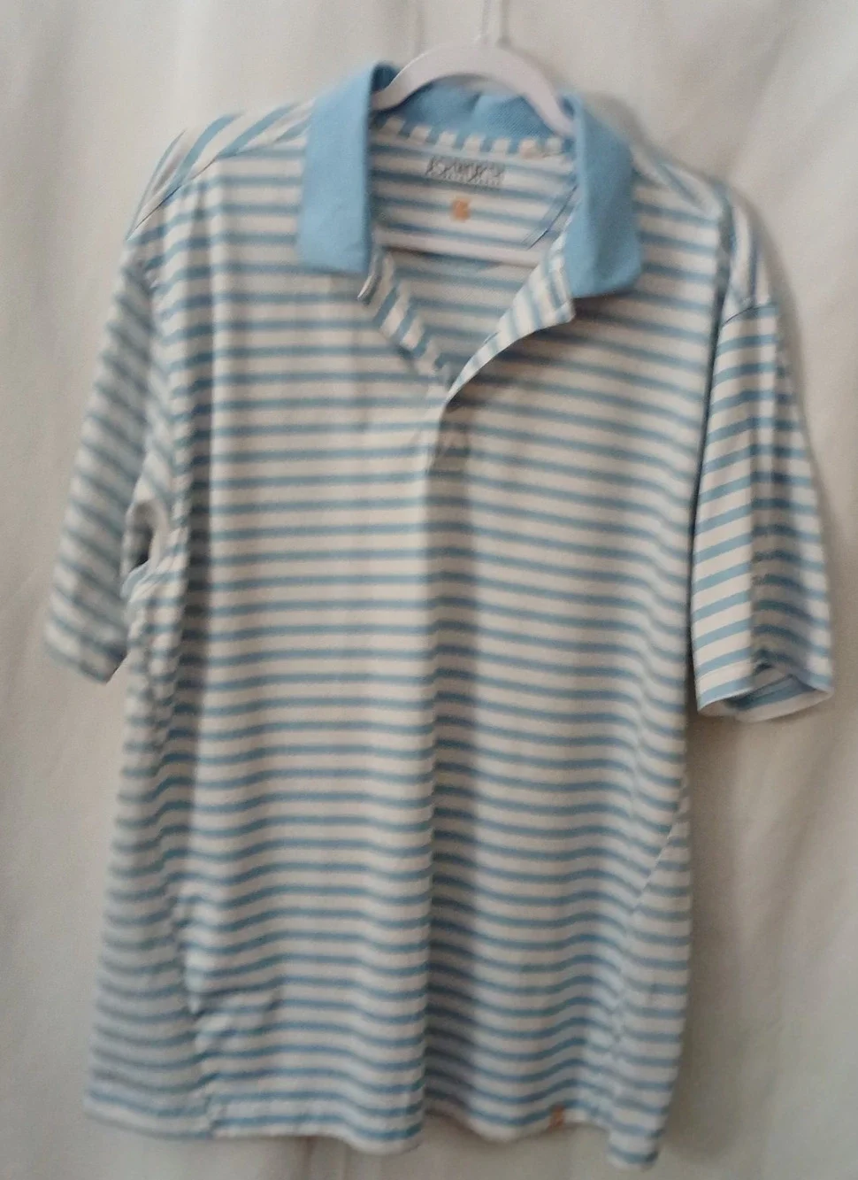 Vintage Men's Polo Shirt Blue Stripes Golf Y2K Retro Country Club Oversized**